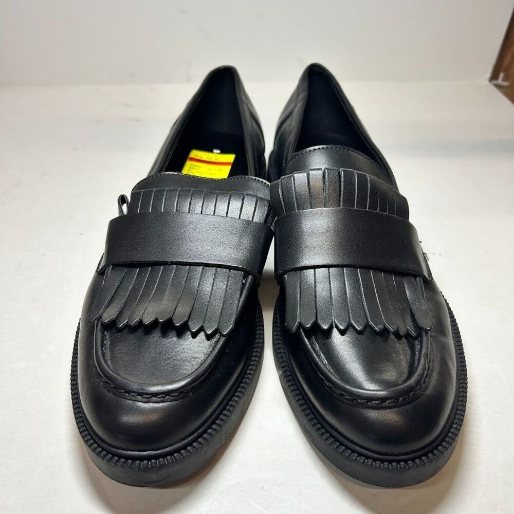 Marc Fisher Womens 10 M Black Leather Calixy Slip On Tassle Loafers DISPLAY IN8 - Picture 3 of 5